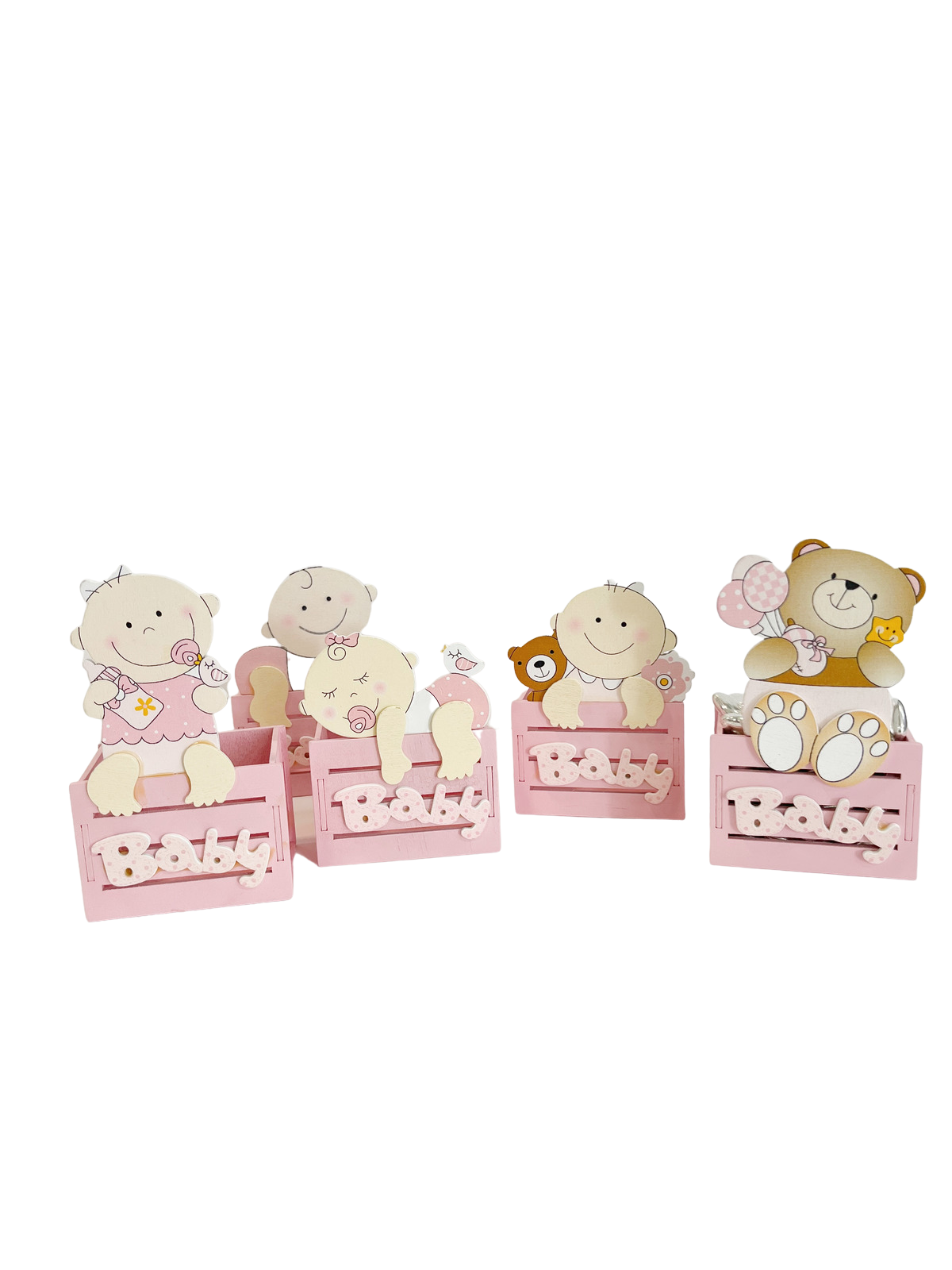 קופסת עץ תינוק ודובי (12 יחידות)
