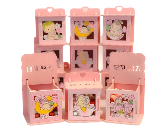 קופסה ורודה מרובעת מכסה נפתח (12 יחידות)