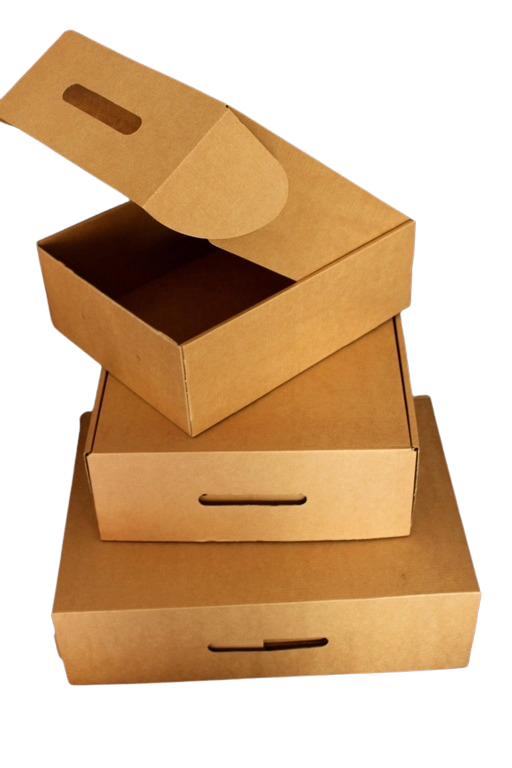 קופסה חומה (אופציה לידית) עם מכסה מחובר