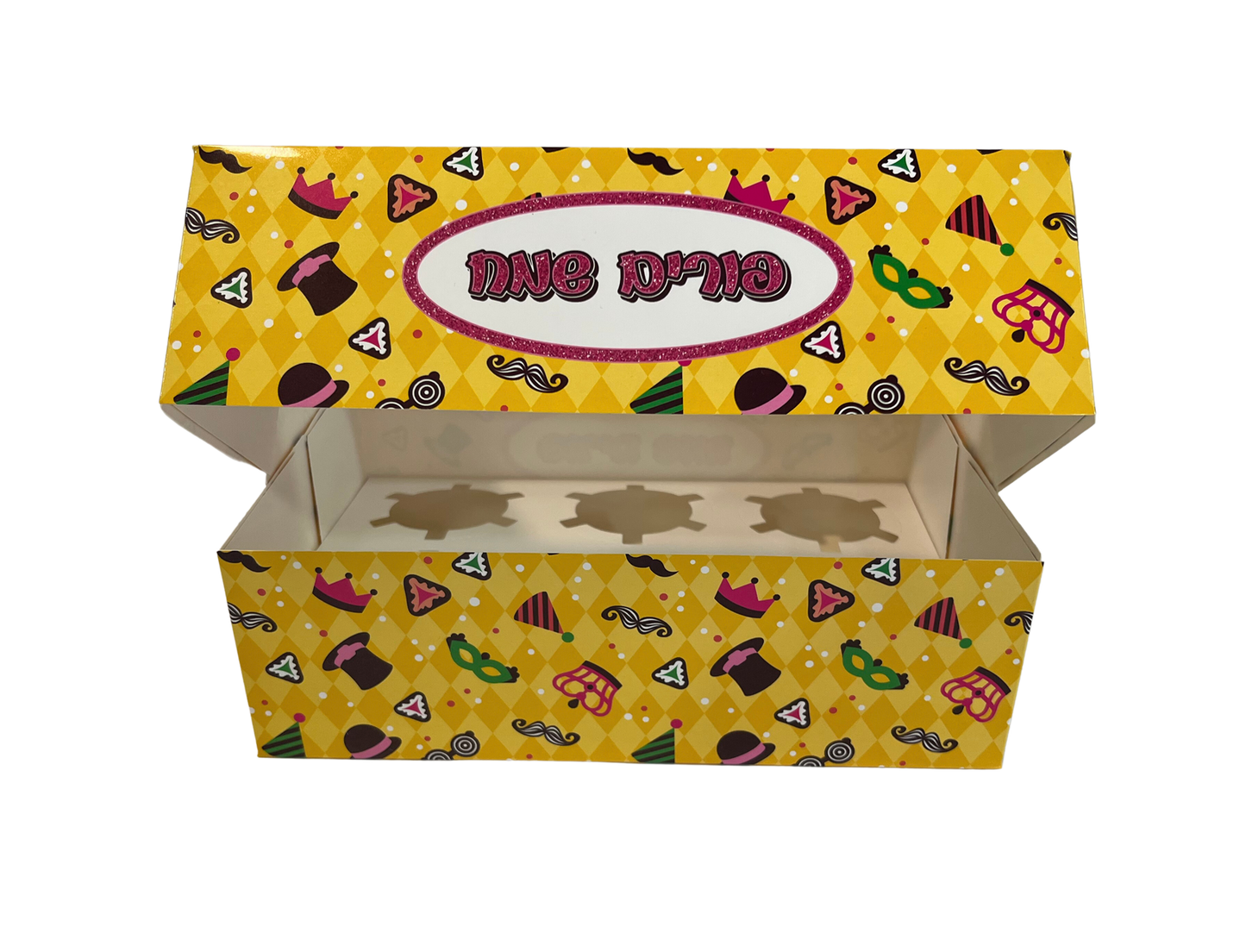 קופסא קאפקייקס מלבנית לפורים