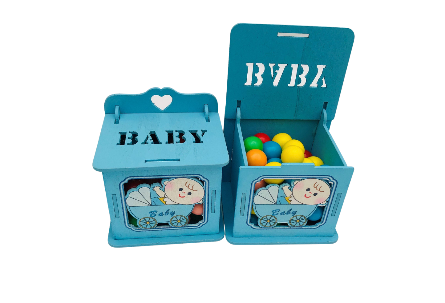 קופסת תינוק עץ מרובעת, עם מכסה נפתח (6 יחידות)