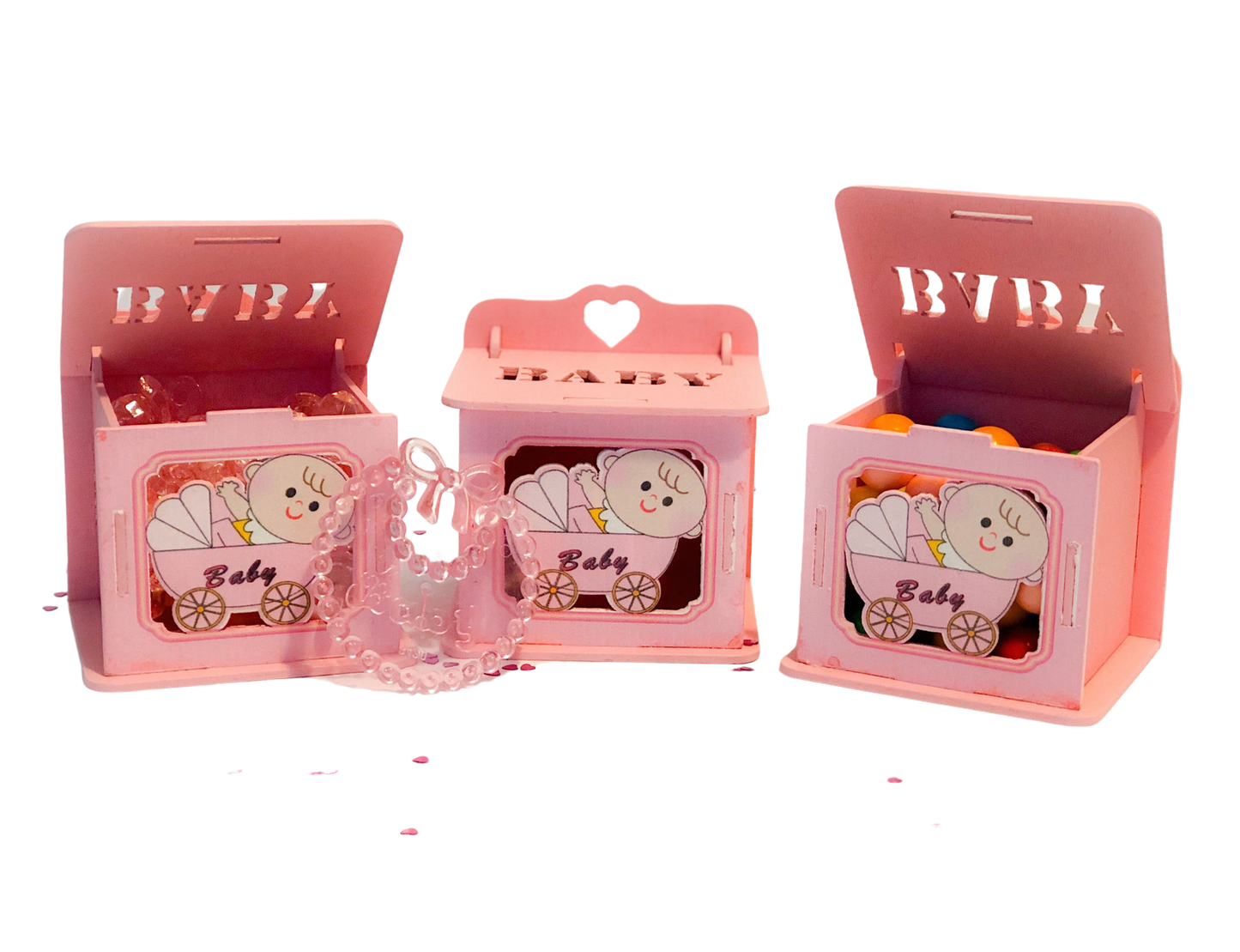 קופסת תינוק עץ מרובעת, עם מכסה נפתח (6 יחידות)