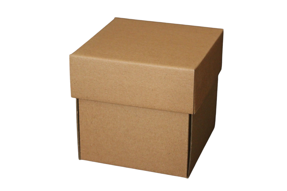 קופסת קובייה חום טבעי