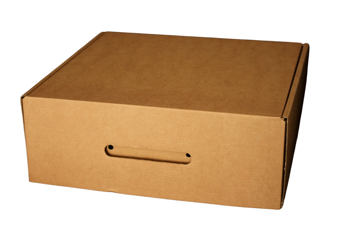 קופסה חומה (אופציה לידית) עם מכסה מחובר
