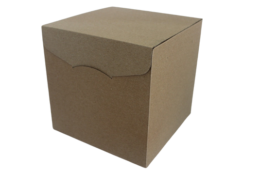 קופסא קובייה חום טבעי עם מכסה מחובר